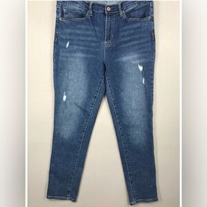 Nicole Miller Soho Distressed High Rise Skinny Croop Jeans Size 16